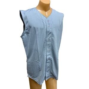 New Tag Team Uniform Adult Large Gray Button Down Baseball Sleeveless Jersey